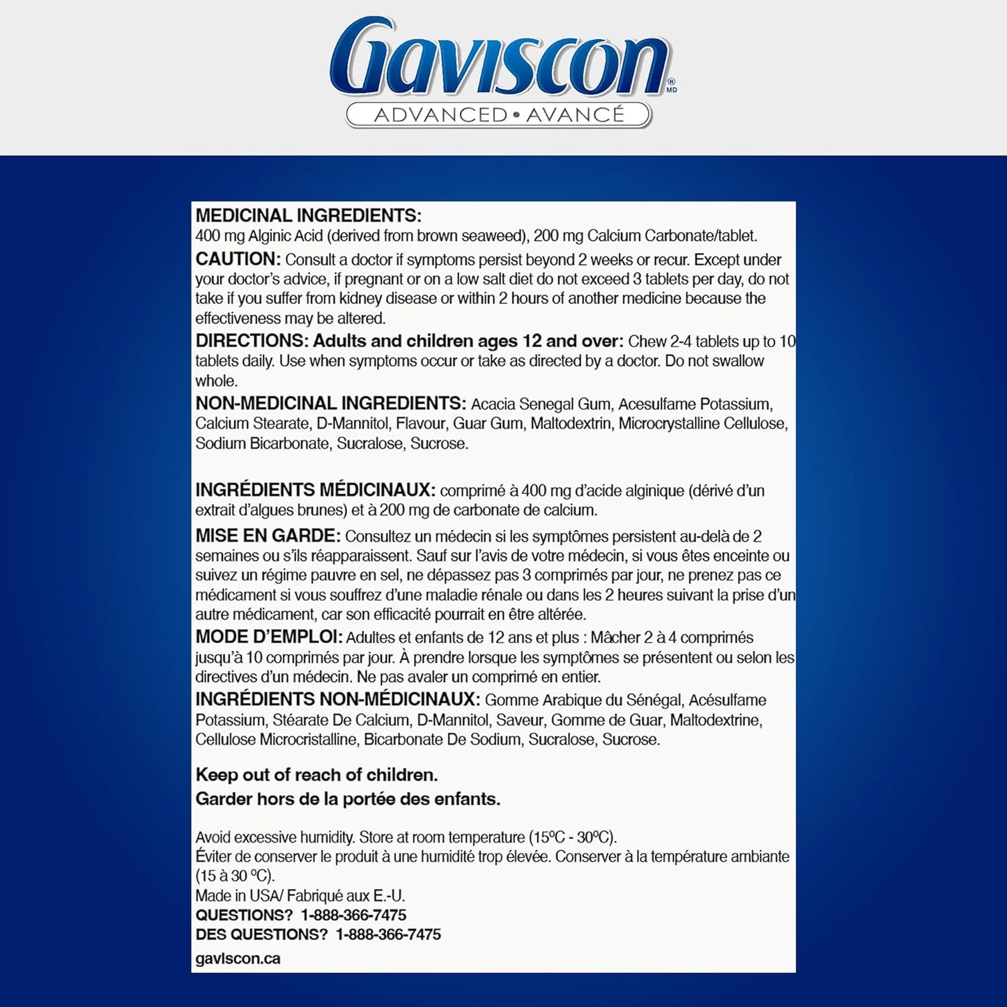Gaviscon 强效咀嚼迷你片 - 36 片 - 发泡抗酸片,日夜缓解胃灼热、胃酸反流和胃食管反流病,水果混合 - 不含铝、乳糖和麸质