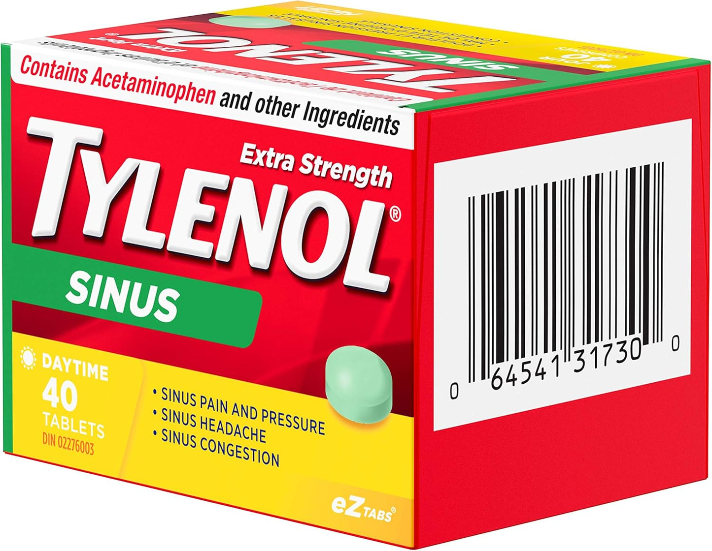 泰諾強效鼻竇舒緩片,緩解鼻竇充血和其他鼻竇症狀,日間,40 片