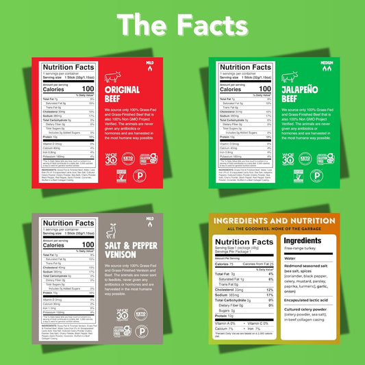 Chomp Beef Sticks, Nicks Jerky Stick, The New Primal Beef Sticks – Paleo, Keto, Gluten Free, Low Carb, High Protein, Pantry Snacks, Sugar Free, Grass-fed - Variety Keto Box (14 sticks)