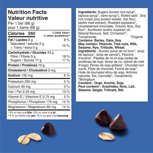 CLIF BAR 能量棒,巧克力碎,燕麦棒,高蛋白,含 70% 有机成分,680 克(10 包)
