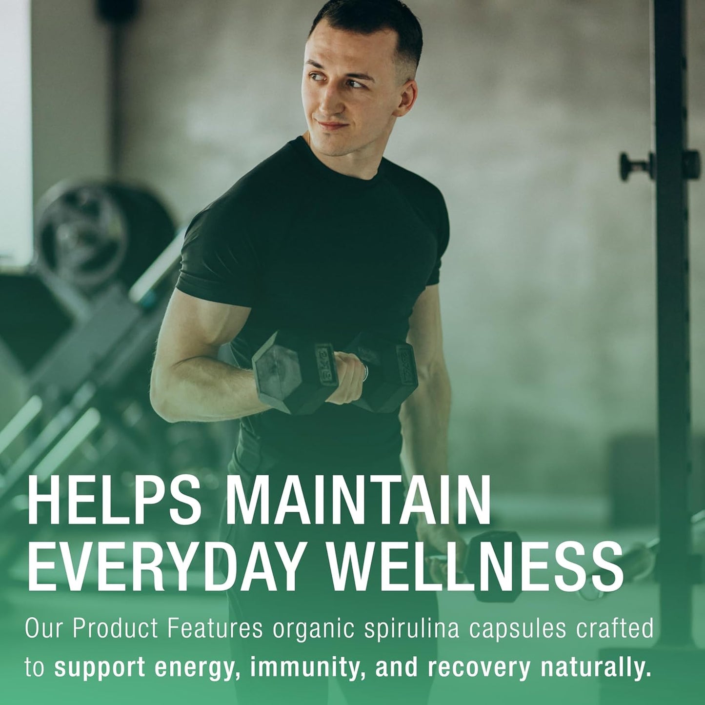 甘道夫加州純有機螺旋藻 400 毫克 200 粒素食膠囊 - 純素、非基因改造、無麩質 - 藍綠藻,富含鐵和抗氧化劑的營養豐富的超級食品,加州種植