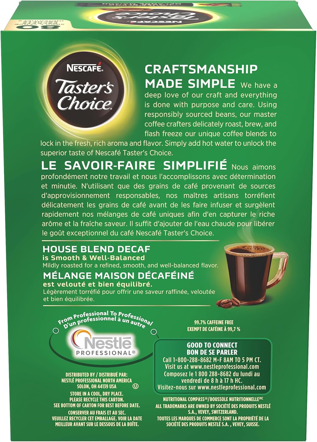 雀巢速溶咖啡包,低咖啡因,品尝者之选轻度烘焙,1.7 克单包(80 包)