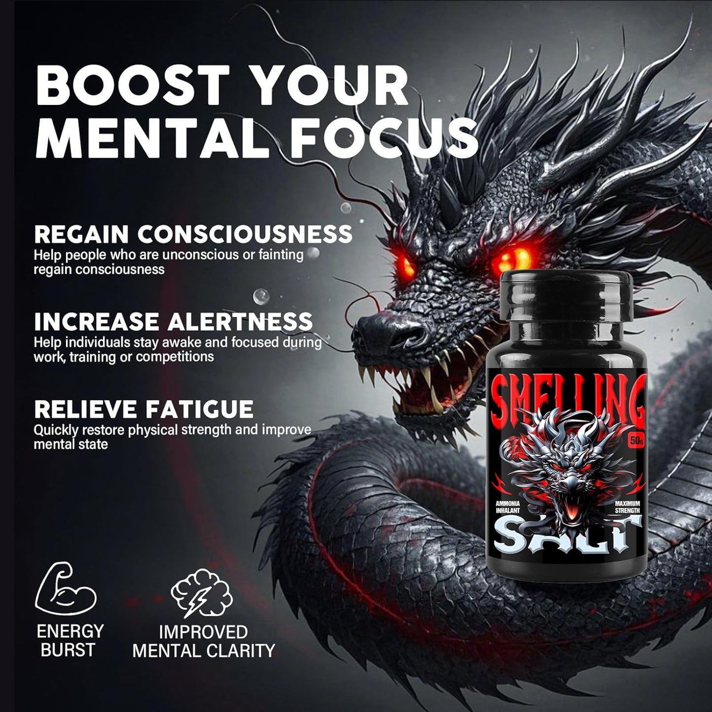 Smelling Salts, Portable Ammonia Smelling Salts for Athletes, Elevated Performance, Improved Concentration, Safe and Gentle