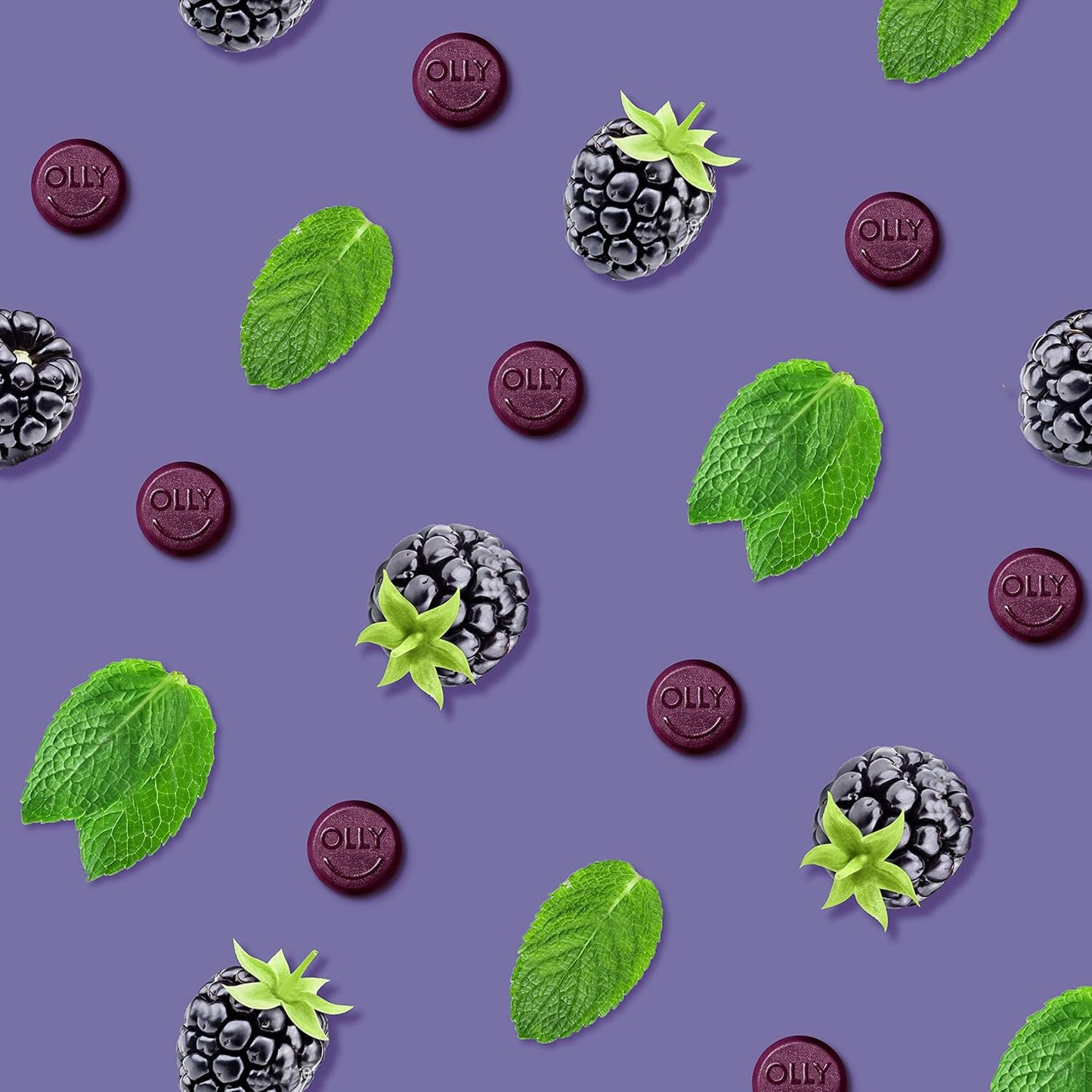 OLLY 睡眠軟糖補充劑有助於促進健康的睡眠週期 Blackberry Zen 含褪黑激素、L-茶氨酸和植物成分 25 天供應量 50 粒軟糖