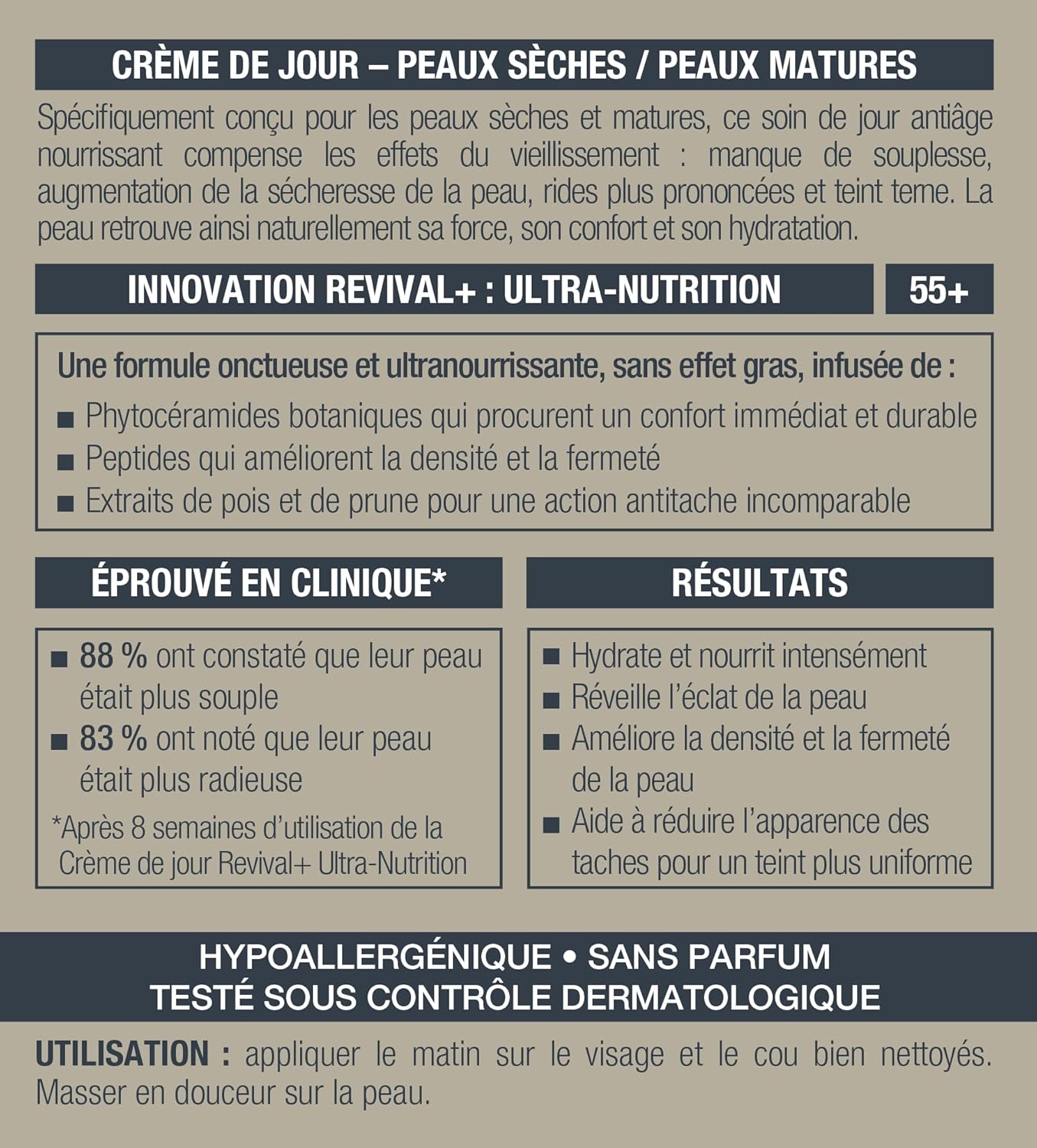 Marcelle Revival+ Ultra-Nutrition Anti-Aging Day Cream, Dry Skin, Mature Skin 55+, Intensely Nourishing, Comfort & Radiance, Cruelty-Free, Vegan, Hypoallergenic, Paraben-Free, Fragrance-Free, 50 mL