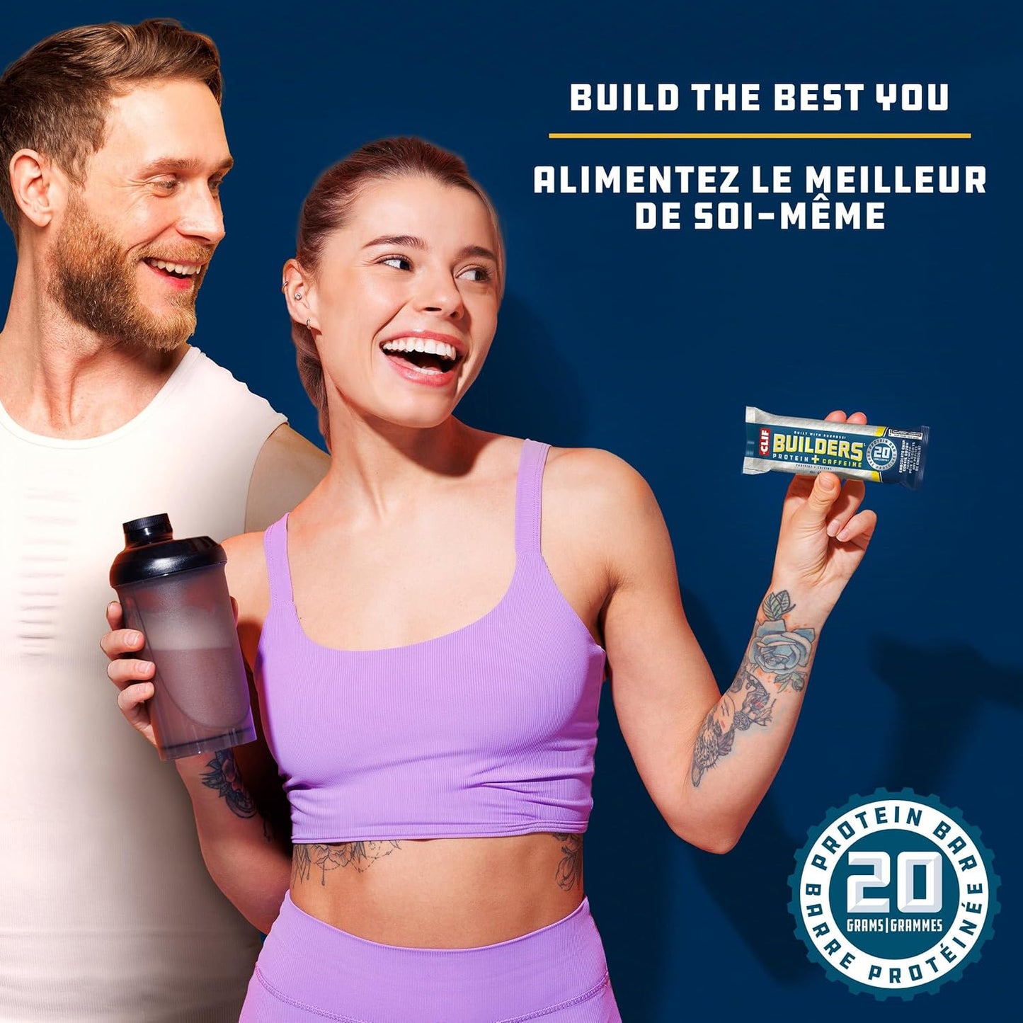 CLIF BUILDERS 蛋白棒,巧克力曲奇饼干口味,20 克蛋白质,加拿大制造,无麸质,无人工香料,68 克(6 包),加拿大制造