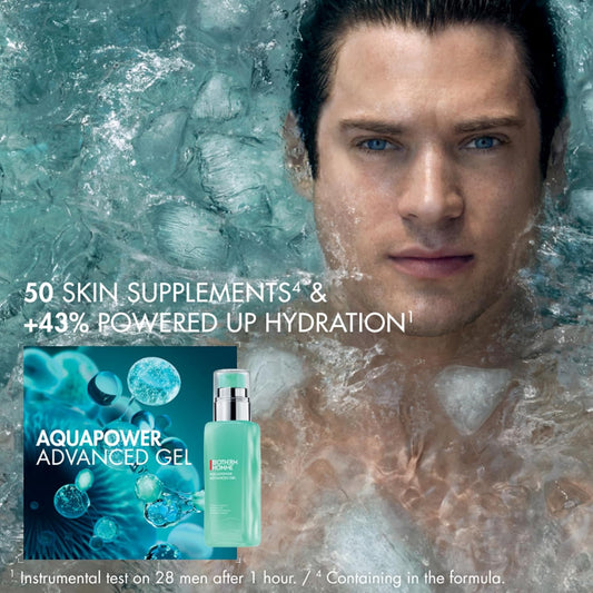 Biotherm Homme Aquapower Advanced Gel for Men with Dry and Dehydrated Skin with Oligo Elements and Ceramides for Strengthened and Moisturized Skin, Instant Cooling Application