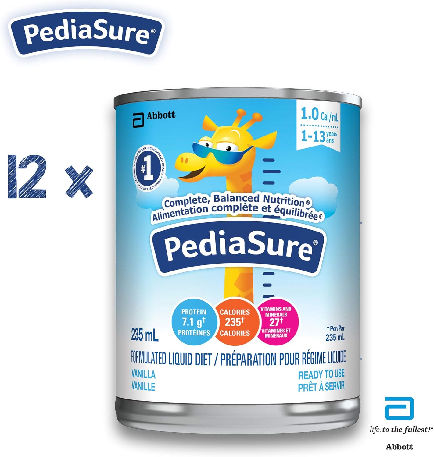 PediaSure, 配方流质饮食,香草味,12 粒装,2820 毫升
