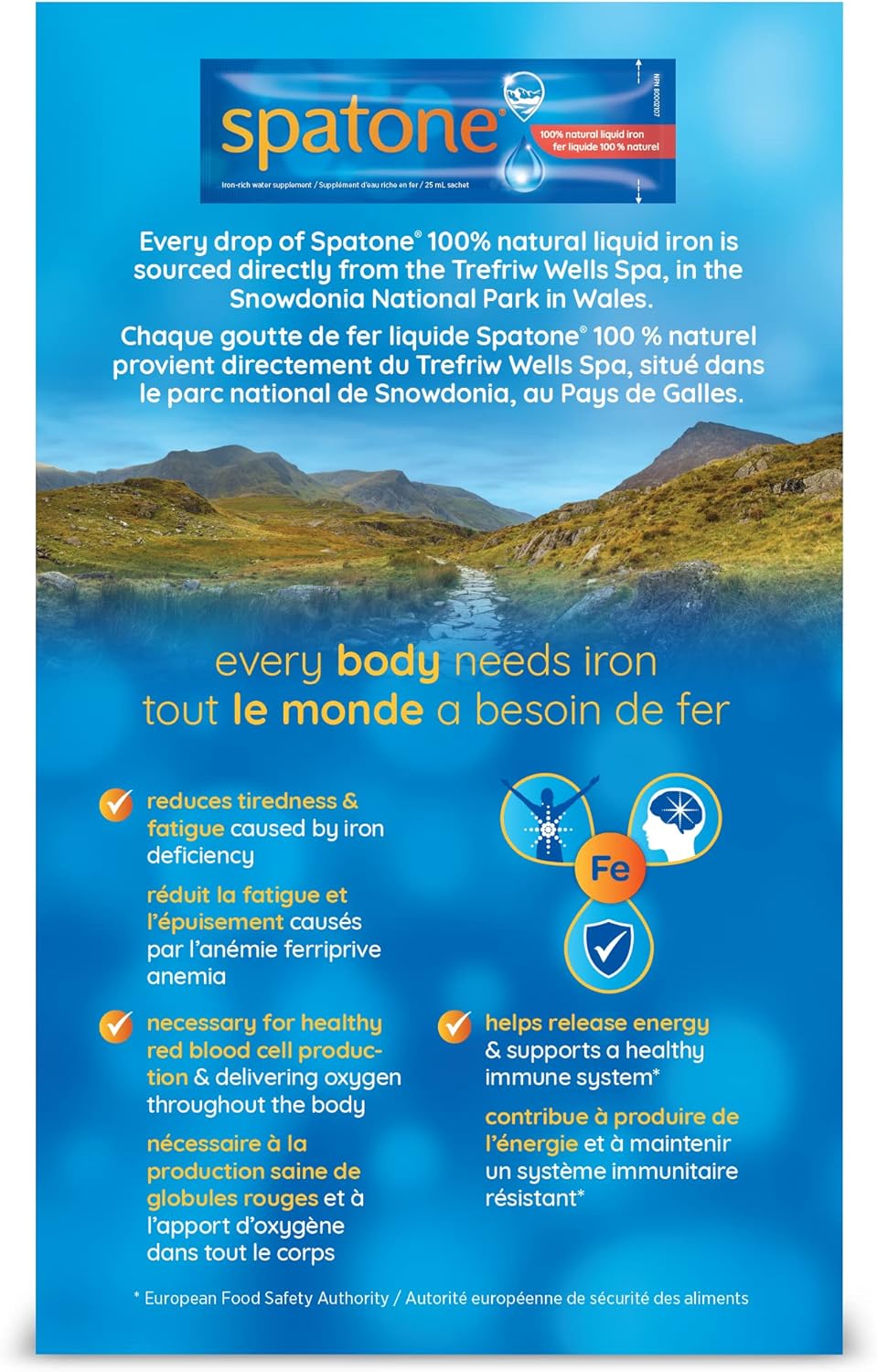 Spatone 100% 天然液態鐵補充劑,原味,純素,減少疲勞,28 袋 x 25 毫升,700.0 毫升(1 包)