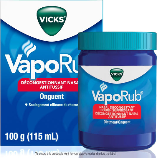 Vicks VapoRub 鼻塞緩解劑,止咳藥,緩解感冒、疼痛和疼痛,胸部按摩膏,原味,100 克/115 毫升