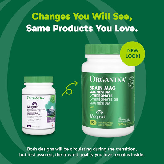 Organika Brain Mag- Magtein 鎂 L-蘇糖酸鹽,含維生素 C 和 D3 - 支持認知功能,經臨床研究,900 毫克鎂 - 90 粒膠囊