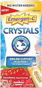 Emergen-C Crystals 便攜式免疫支持補充劑,含維生素 C、鋅、B 群維生素和錳,草莓味,24 包