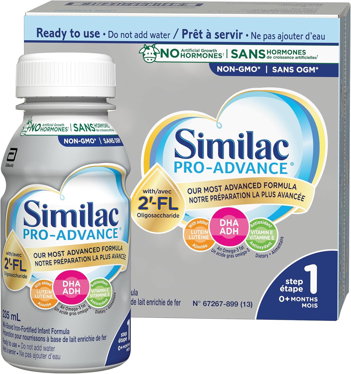 Similac Pro-Advance 1 段嬰兒配方奶粉,我們最接近母乳的配方,含 2’-FL,易於消化,0 個月以上,即食,16 x 235 毫升