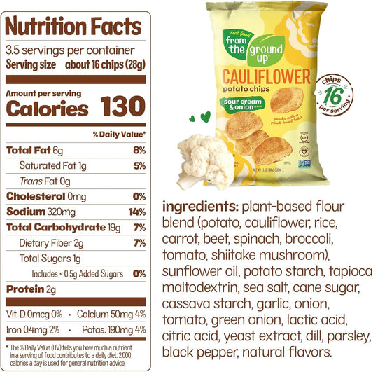 从头开始 - 花椰菜薯片 酸奶油洋葱味 12 x 3.5盎司