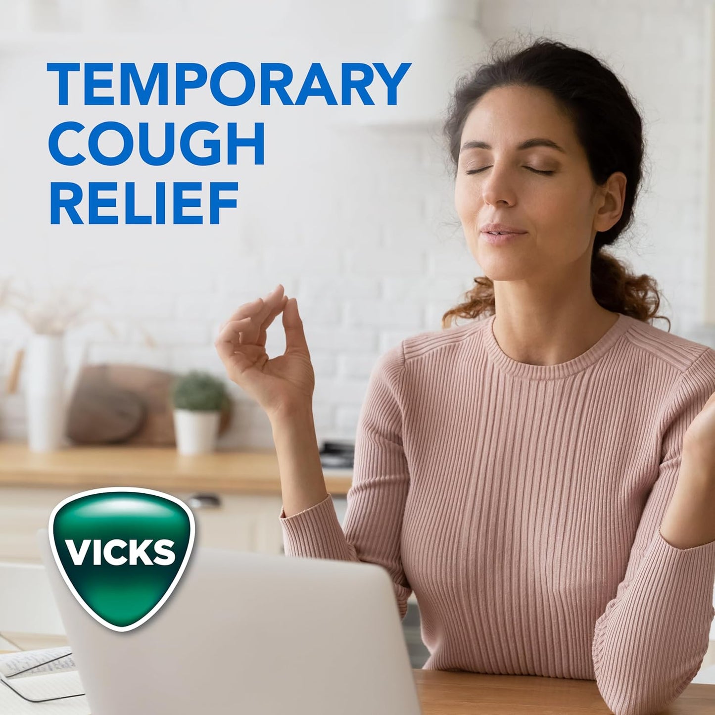 Vicks VapoCOOL Max 藥用滴劑,用於暫時緩解咳嗽和咽喉痛,潤喉糖,冬霜味,40 粒