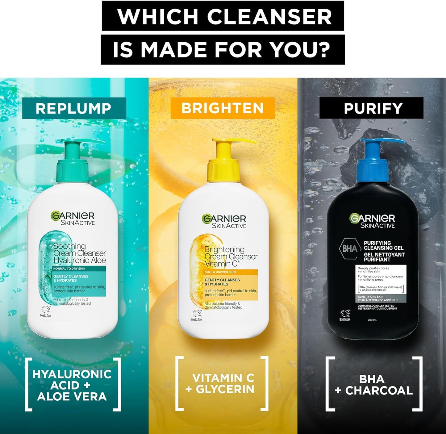 Garnier BHA Purifying Cleansing Gel with Salicylic Acid & Charcoal, Deep Pore Cleansing & Mattifying Skin Gel 250 ml