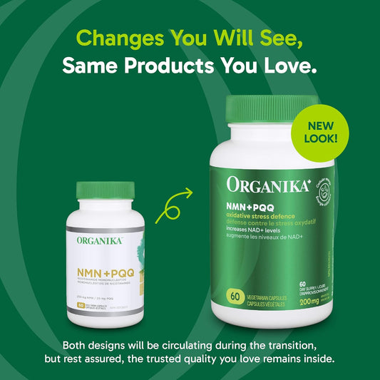 Organika 加拿大製造 NMN + PQQ - 抗衰老支持補充劑,促進細胞再生、能量代謝、認知功能 - 60 粒膠囊