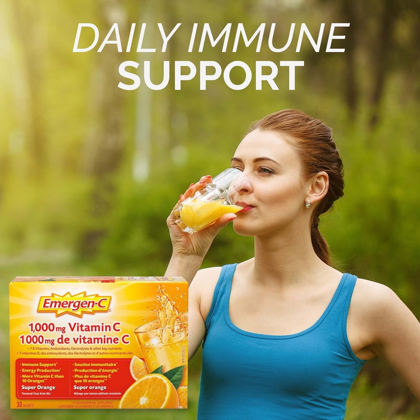 Emergen-C® 超级橙子(30 粒),1000 毫克维生素 C/电解质/B 族维生素矿物质补充剂