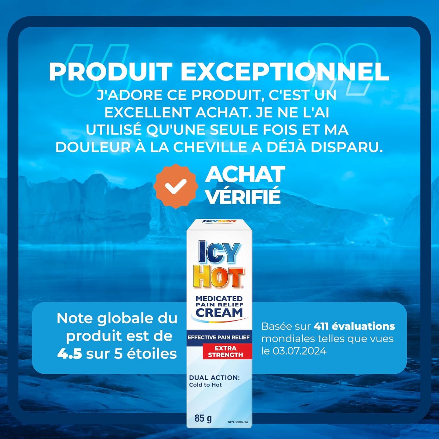 冰熱強效止痛膏,快速緩解肌肉和關節疼痛,緩解關節炎、扭傷和拉傷引起的不適,水楊酸甲酯 30%,薄荷醇 10%,85 克管裝