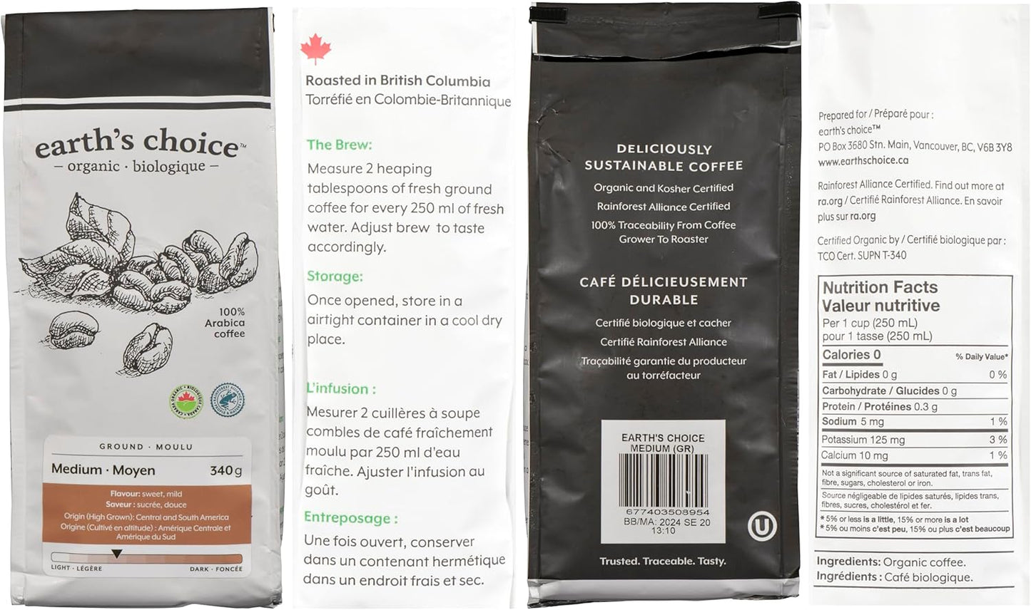 Earth's Choice 有機咖啡,中磨,340克