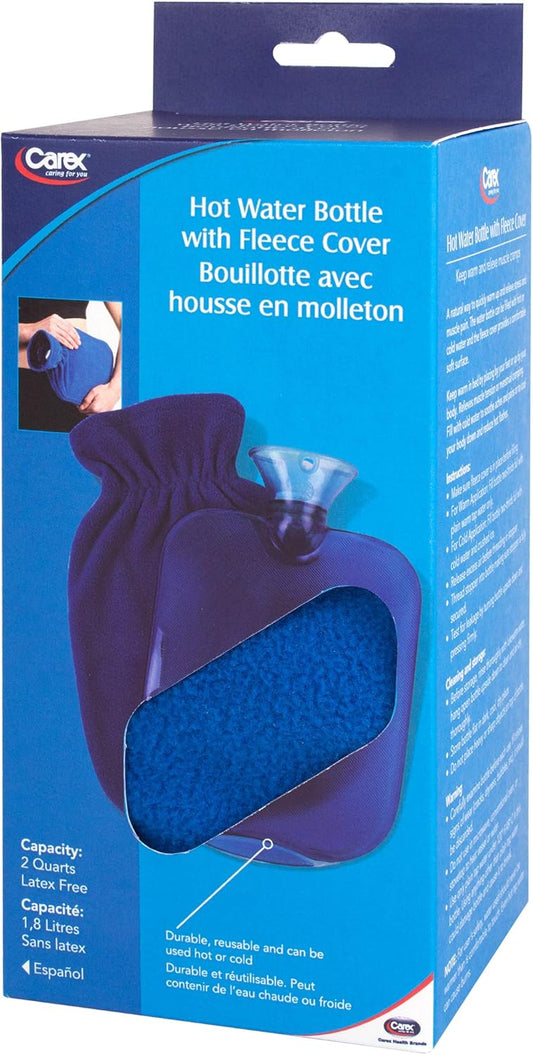 Carex 热水袋带盖,橡胶材质 - 热疗和冷疗 - 用于缓解痉挛、疼痛、关节炎、全身疼痛