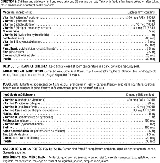 NATURE'S BOUNTY KIDS Multivitamin, Marvel Spider-Man, Only 1g Sugar Per Gummy, Supports Immune System, Eye Health, Bones, And Teeth, Source of Antioxidants, Gluten-free, Fruit Flavoured Gummies, 375 g