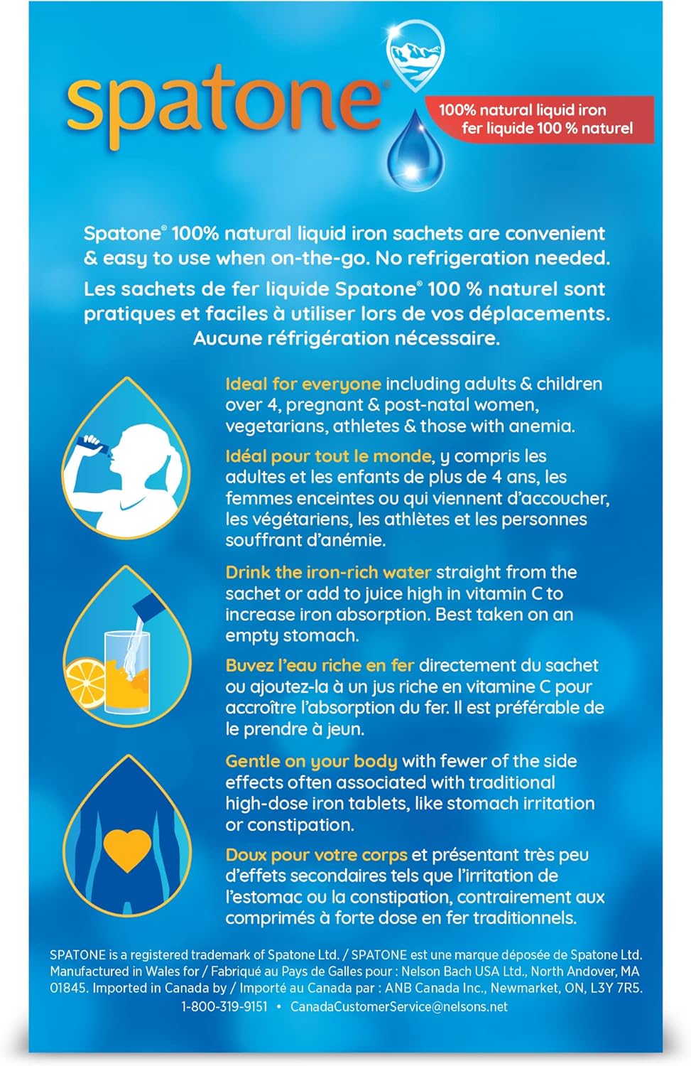 Spatone 100% 天然液態鐵補充劑,原味,純素,減少疲勞,28 袋 x 25 毫升,700.0 毫升(1 包)