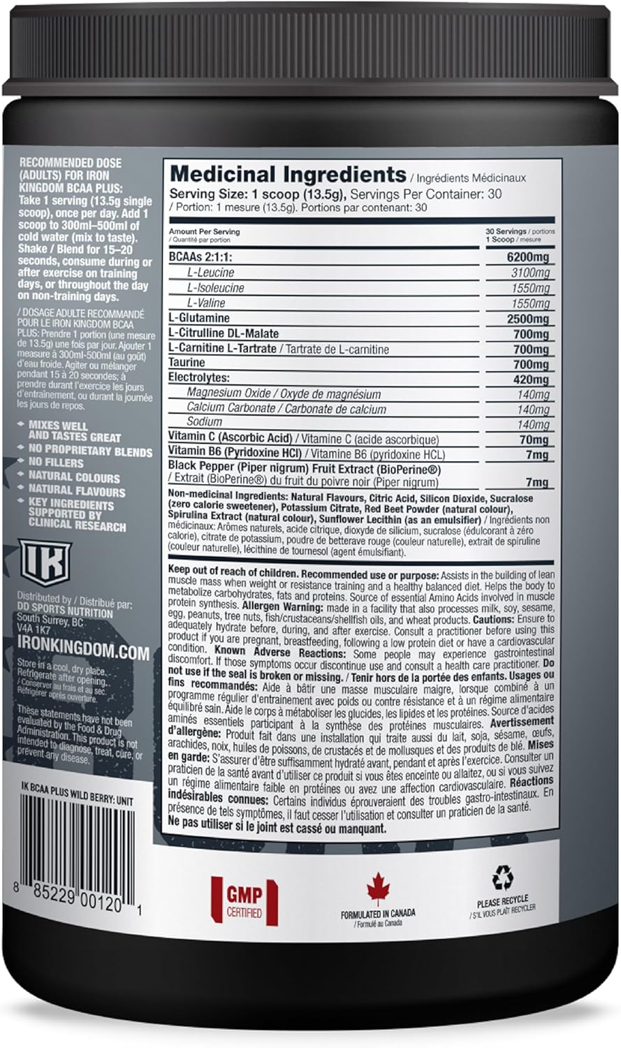 IRON KINGDOM BCAA PLUS WILD BERRY 10.1克 胺基酸、電解質、麩醯胺酸、耐力、恢復、補水