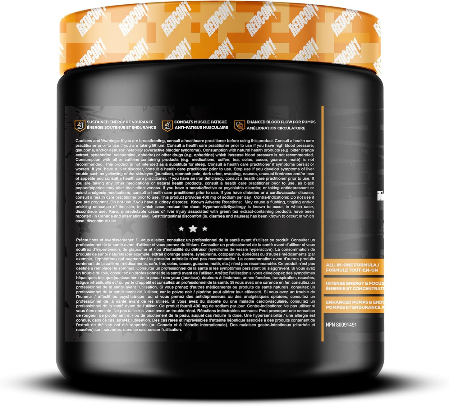 REDCON1 Total War 運動前粉,柳橙汁 - β-丙氨酸 + 瓜氨酸蘋果酸,適合素食者和生酮飲食者,適合男性和女性,含 250 毫克咖啡因 - 速效 HMB(30 份)