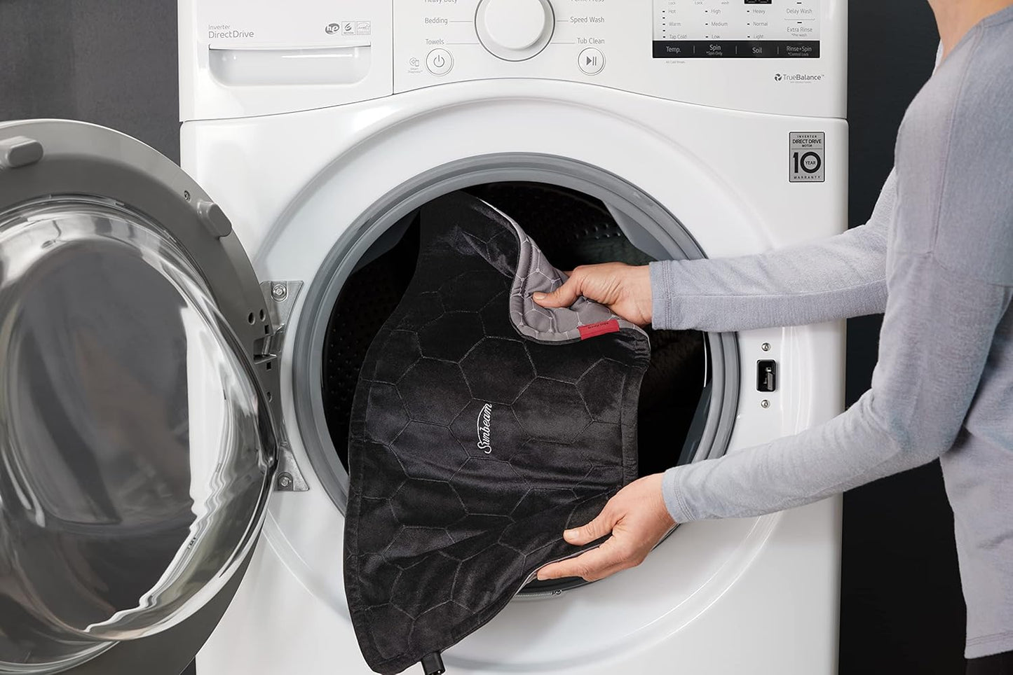 Sunbeam AdvancedHeat 加熱墊,用於緩解背部、頸部和肩部疼痛,特大號,黑色