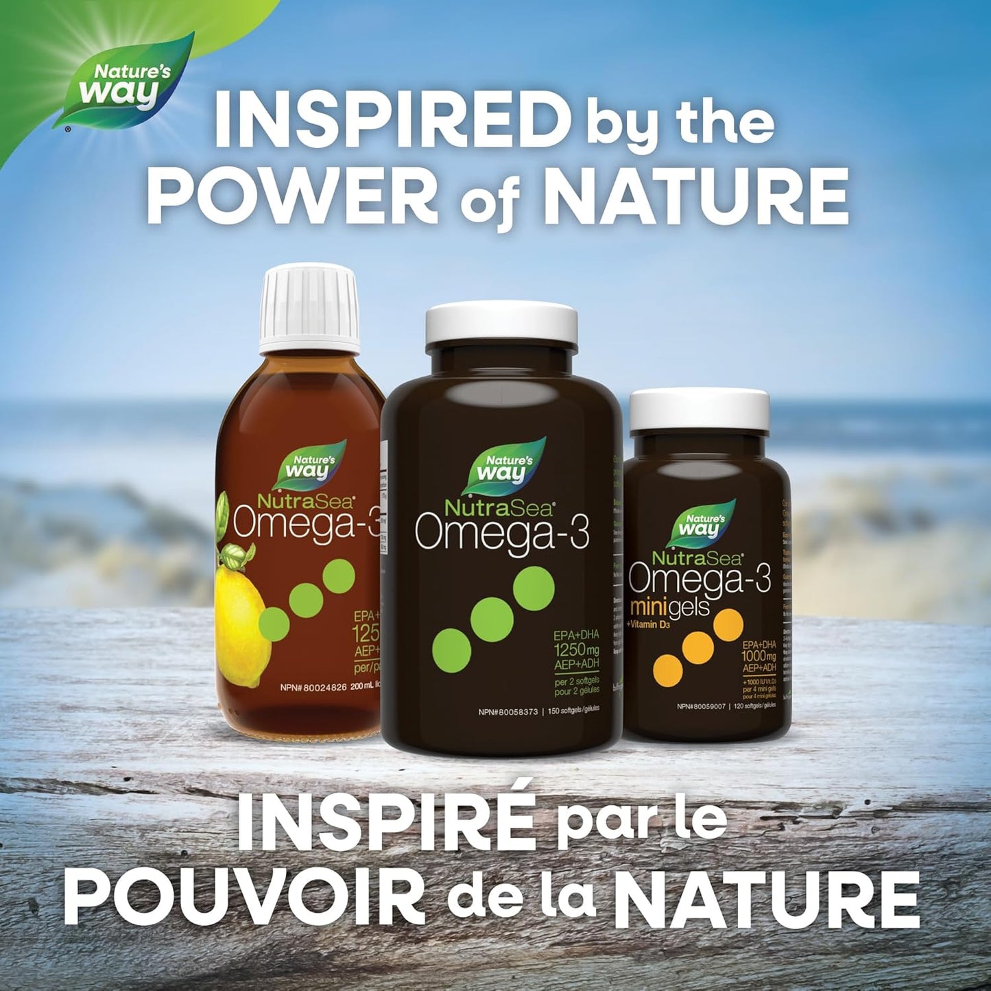 Nature's Way NutraSea Omega 3 液体胶囊补充剂,含鱼油 - 清新薄荷味 - 为成人和 6 岁以上儿童提供心脏和大脑支持 - EPA 和 DHA,150 粒软胶囊