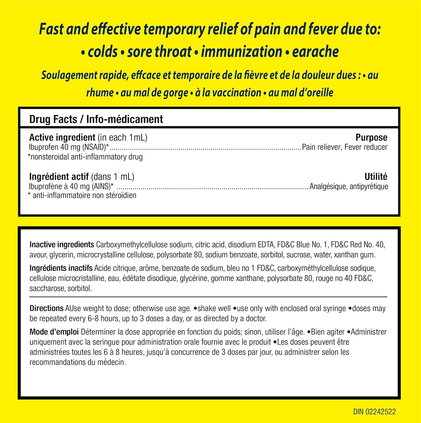 Advil Pediatric Drops Fever and Pain Reliever for Infants, Grape Flavour, 24 mL