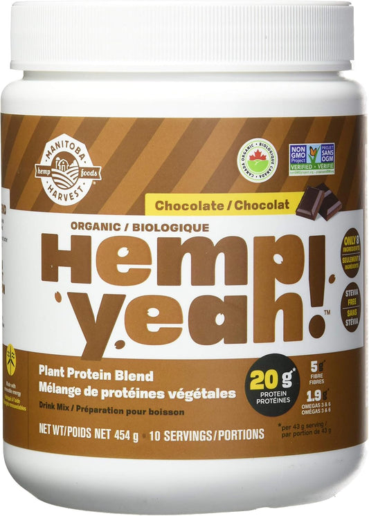 Manitoba Harvest Hemp Yeah! Org 蛋白质混合物 - 巧克力 454 克 & Hemp Yeah 均衡蛋白质 + 纤维粉,无糖,454 克,每份含 15 克蛋白质、8 克纤维和 2 克 Omega 3&6