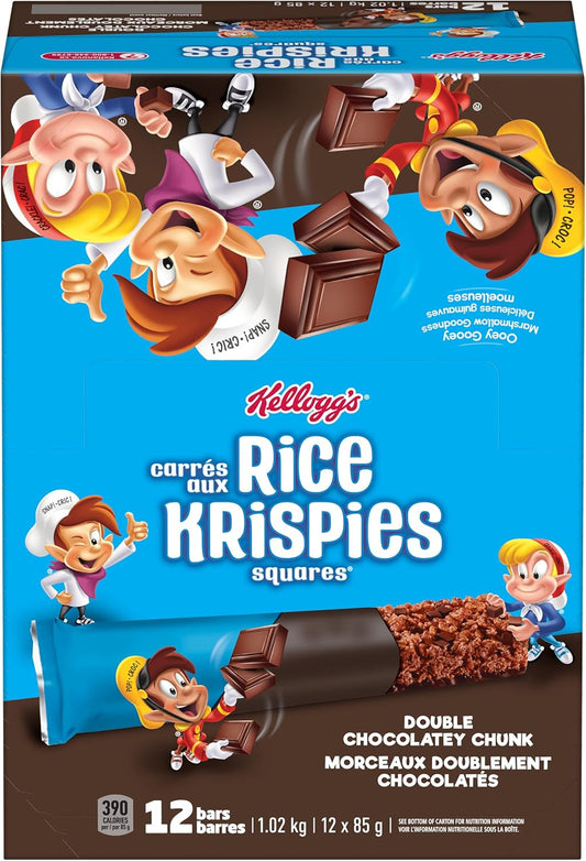 Kellogg's Rice Krispies Square Bars 1020g Jumbo Pack-Double Chocolate Chunk, 12x85g Cereal Bars