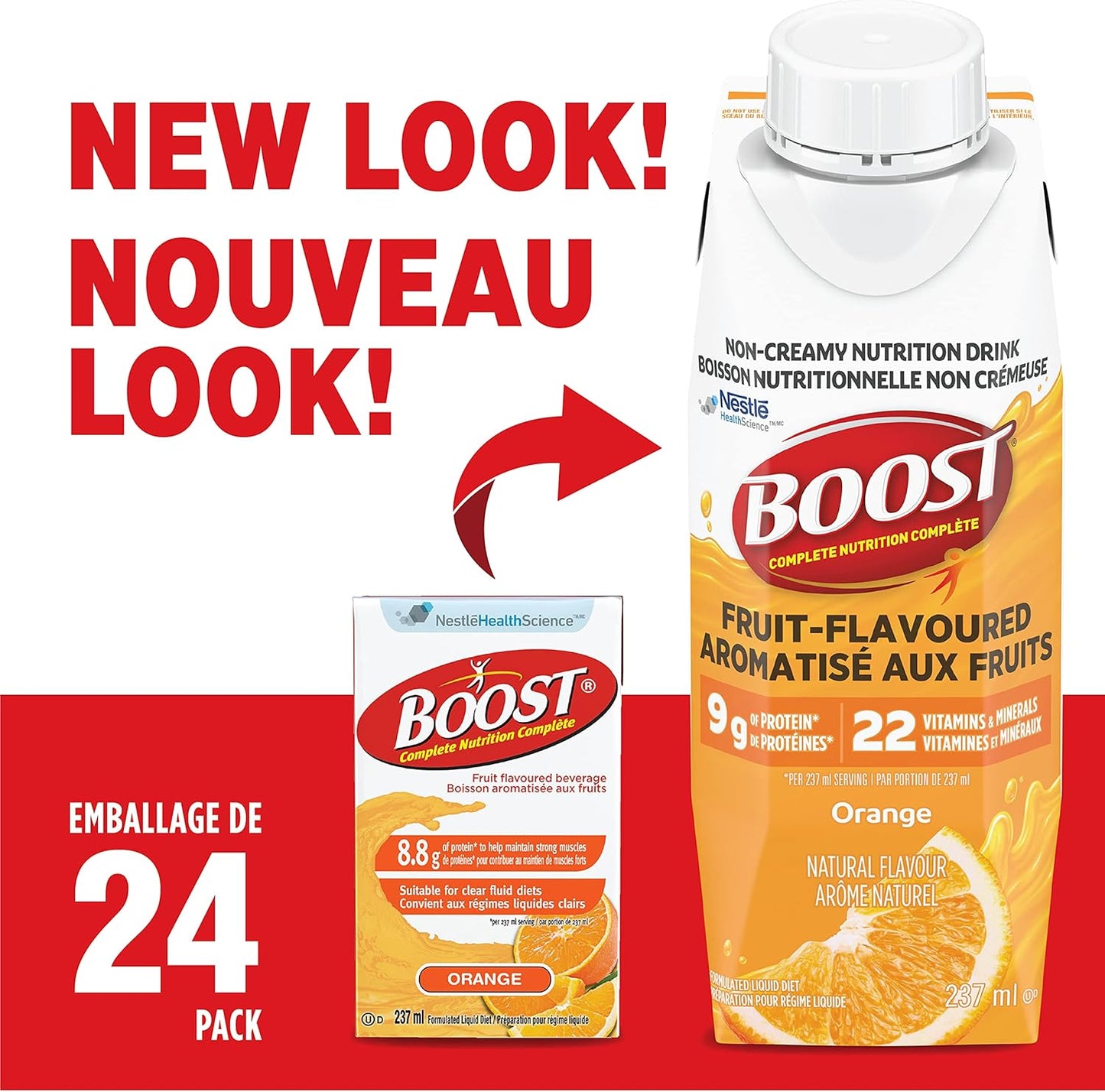Boost 水果味饮料橙味(237 毫升,24 支)+ Boost 水果味饮料桃味(237 毫升,24 支)