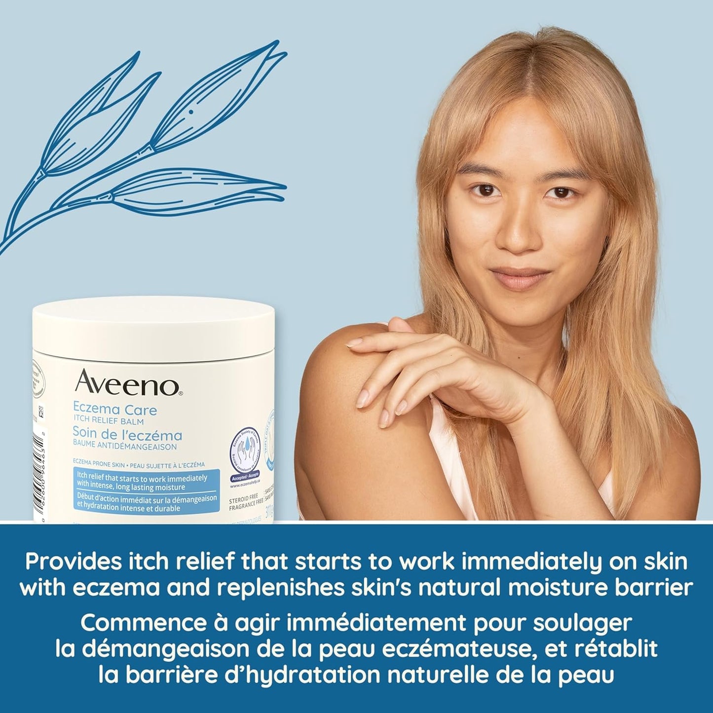 Aveeno 湿疹护理止痒膏,敏感肌肤适用,不含防腐剂,无香精,311 克