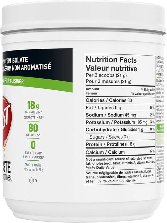 Boost JUST Protein 无味速溶乳清分离蛋白粉,227 克(1 包)- 包装可能有所不同