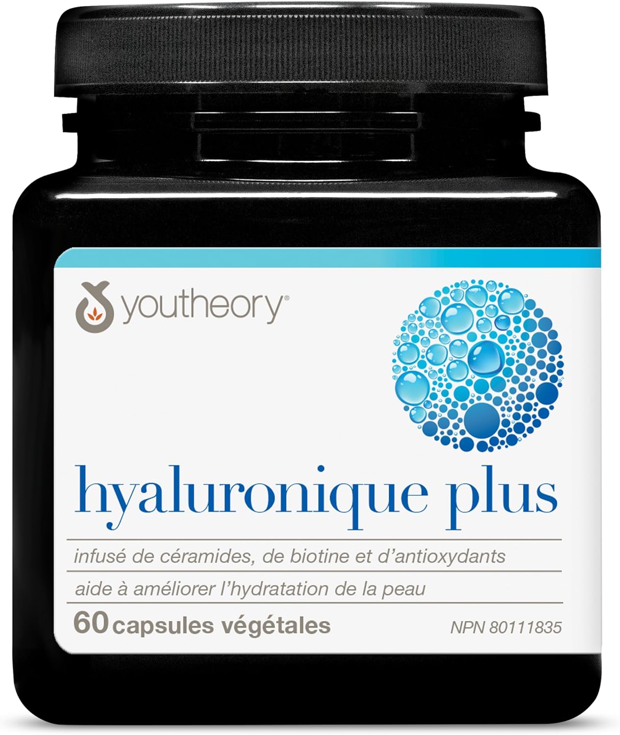 Youtheory 透明质酸加素食胶囊,60 粒,含神经酰胺、生物素和维生素 C。有助于改善皮肤保湿。