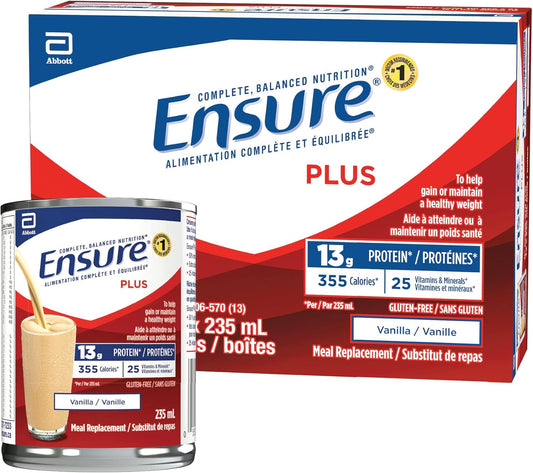 Ensure Plus, 代餐粉,全面均衡营养,香草味,12 x 235 毫升罐装