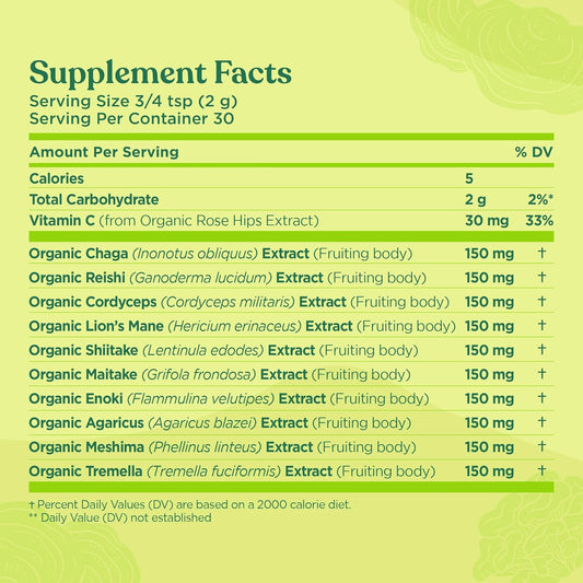 Four Sigmatic 蘑菇混合防禦粉 | 有機蘑菇粉複合物,含猴頭菇、冬蟲夏草、白樺茸、靈芝等 | 天然免疫支持補充劑 | 純素,無麩質 | 30 份