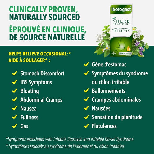 Iberogast 9 Herb Gut Health Treatment - Naturally Sourced Extracts, Gut Health Supplements For Women And Men, Digestive Supplements To Relieve Gastrointestinal Disturbances And IBS Symptoms, 2x100ml