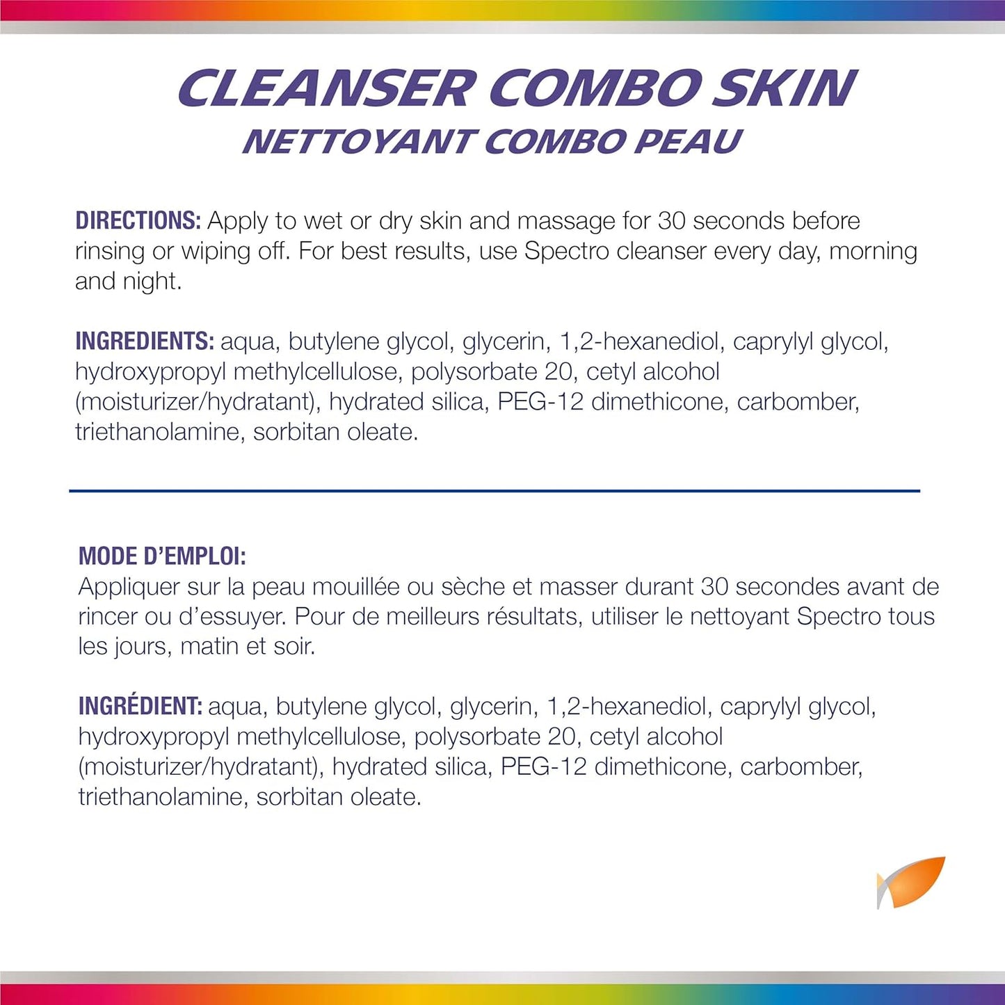 Spectro Facial Cleanser for Combination Skin, Fragrance and Dye Free, Pump Dispenser, 500 mL