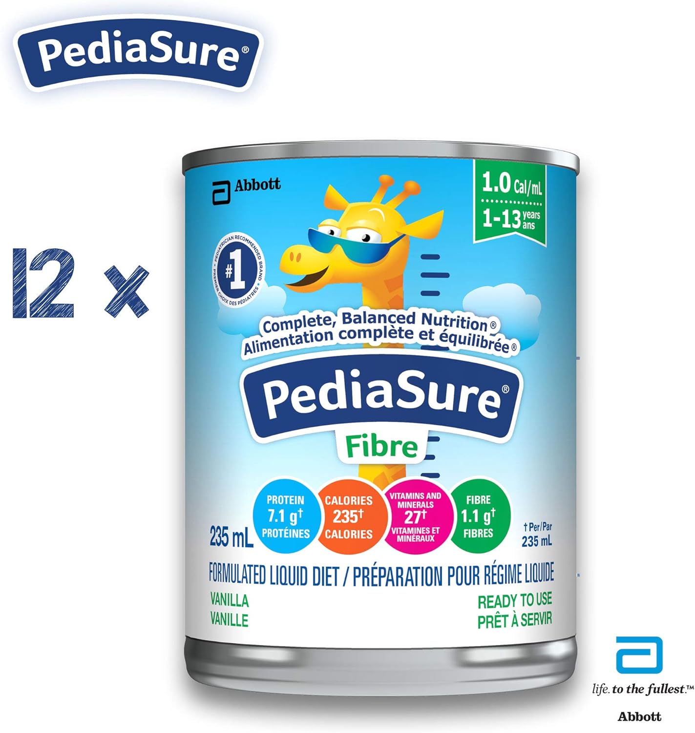 PediaSure Fibre,配方流质饮食,香草味,12 支,2820 毫升
