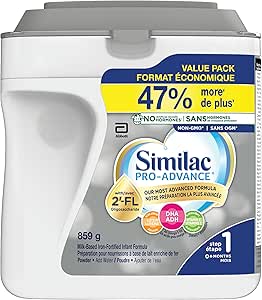 Similac Pro-Advance Step 1, Baby Formula, Our Closest Formula to Breast Milk with 2’-FL, Easy To Digest, 0+ Months, Powder, 859 g