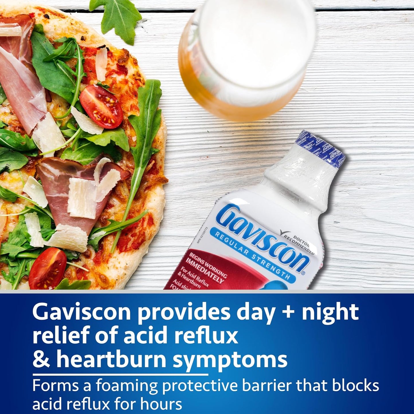 Gaviscon Liquid Regular Strength Antacid - 600 ml - Antacid Liquid for Day and Night Heartburn Relief, Acid Reflux and GERD Relief, Fruit Blend - Free of Aluminum, Lactose and Gluten
