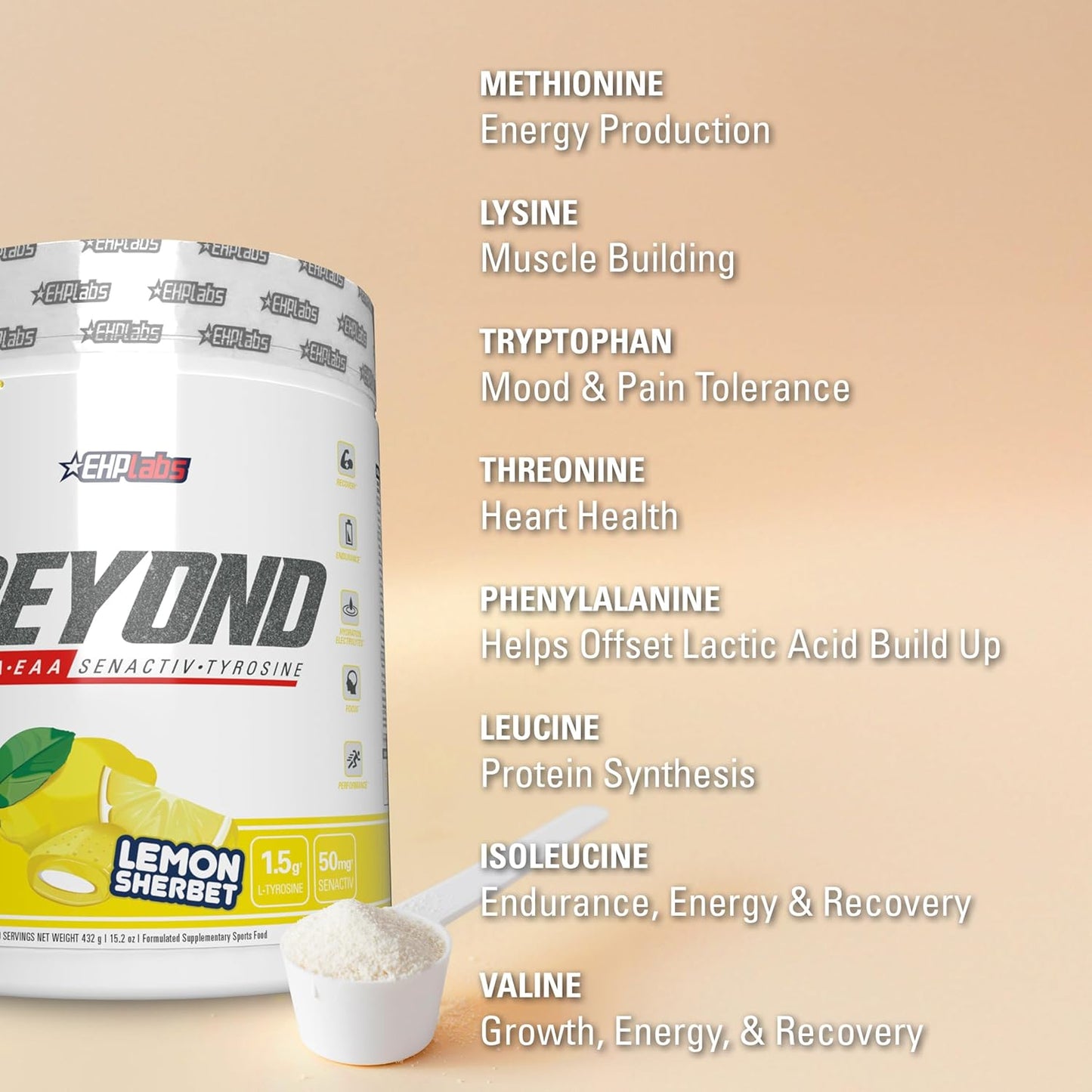 EHP Labs Beyond BCAA 氨基酸粉補充劑,用於肌肉恢復 - 8 克無糖 BCAA 氨基酸運動後恢復粉和 10 克 EAA 氨基酸粉 - 60 份(斐濟菠蘿)