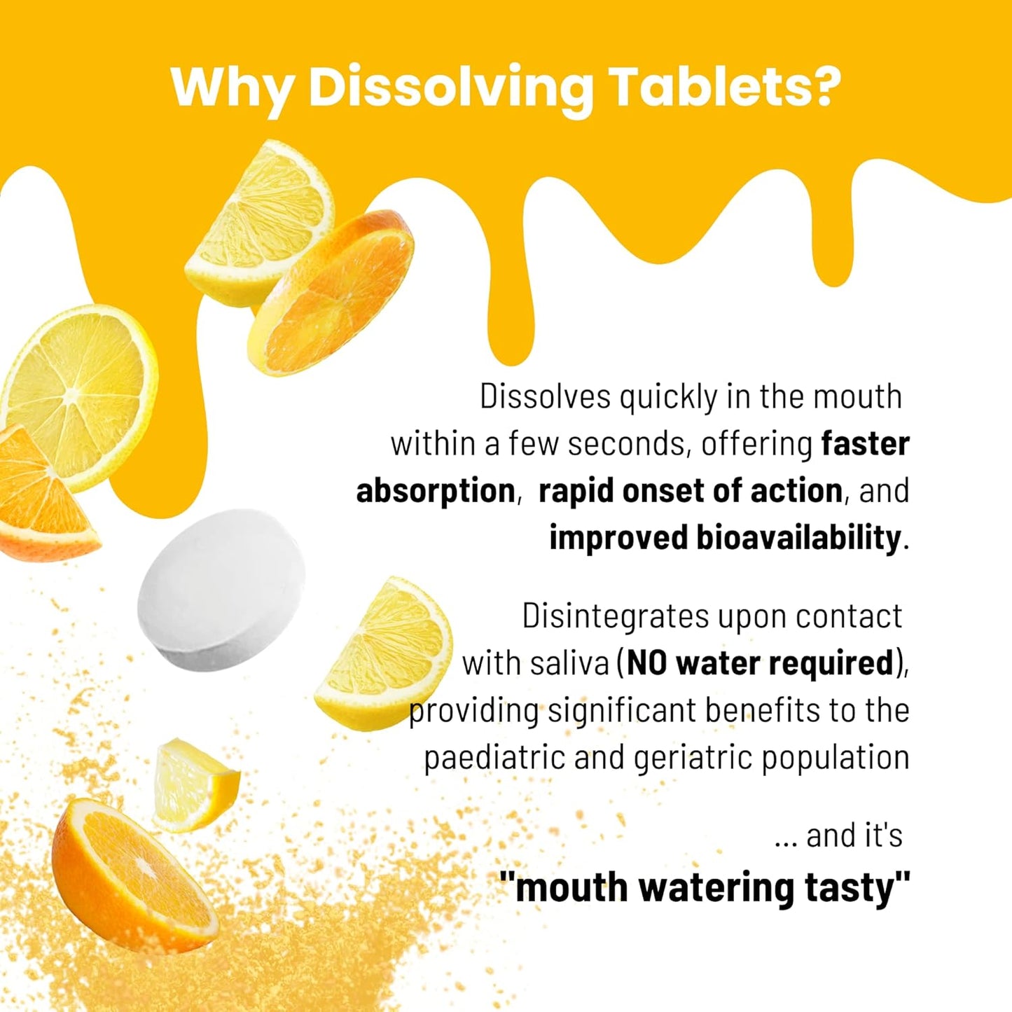 Nutrameltz 維生素 C 和鋅 - 免疫增強補充劑,支持頭髮生長,幫助組織發育,速溶片,用於維生素缺乏症 - 檸檬和橙子味(60 片)