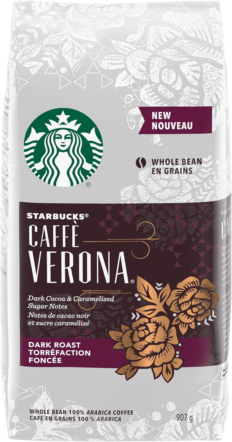 星巴克 Caffe Verona 全豆深度烘焙咖啡,907 克 & 研磨咖啡混合,793 克