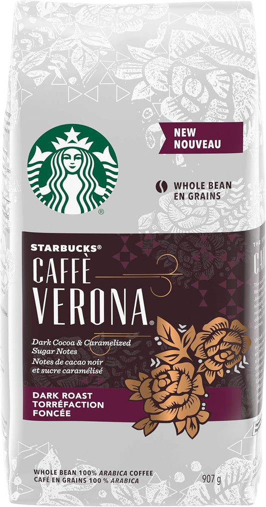 星巴克 Caffe Verona 全豆深度烘焙咖啡,907 克 & 研磨咖啡混合,793 克