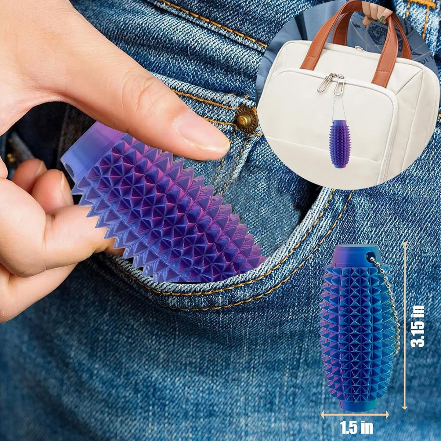 Upgrade 3D Printed Pain Fidget, 3D Printed Pain Fidget with Animals - Purple